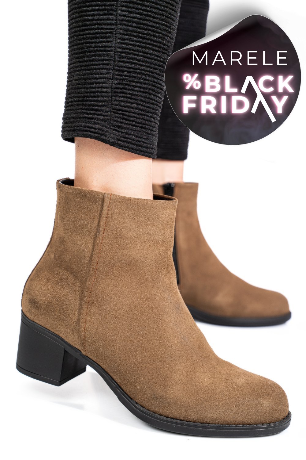 BOTINE TAUPE PIELE NATURALA INTOARSA 3S77871