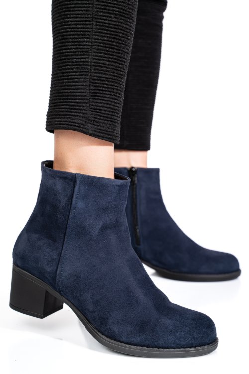 Botine albastre piele naturala intoarsa 3s77871