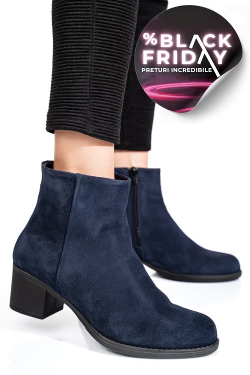 Botine albastre piele naturala intoarsa 3s77871