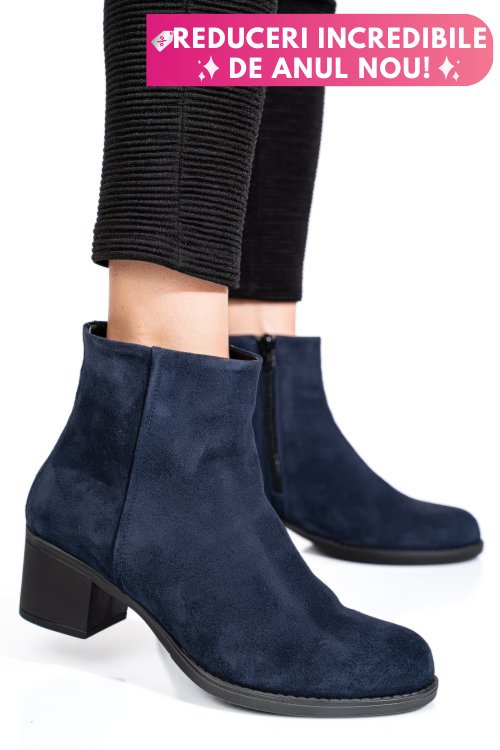 Botine albastre piele naturala intoarsa 3s77871