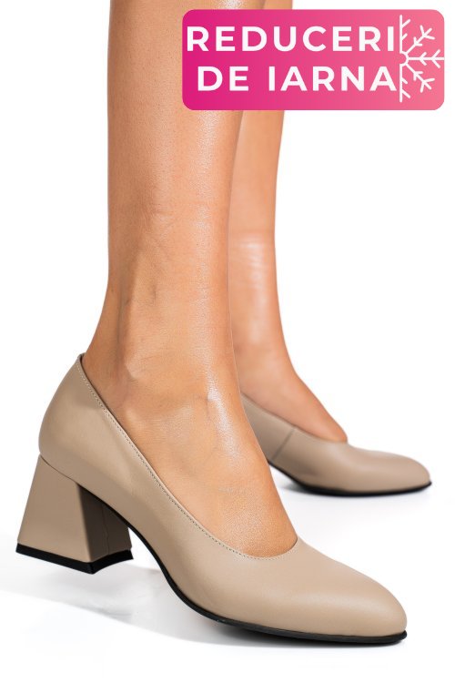 Pantofi bej piele naturala 5s77003