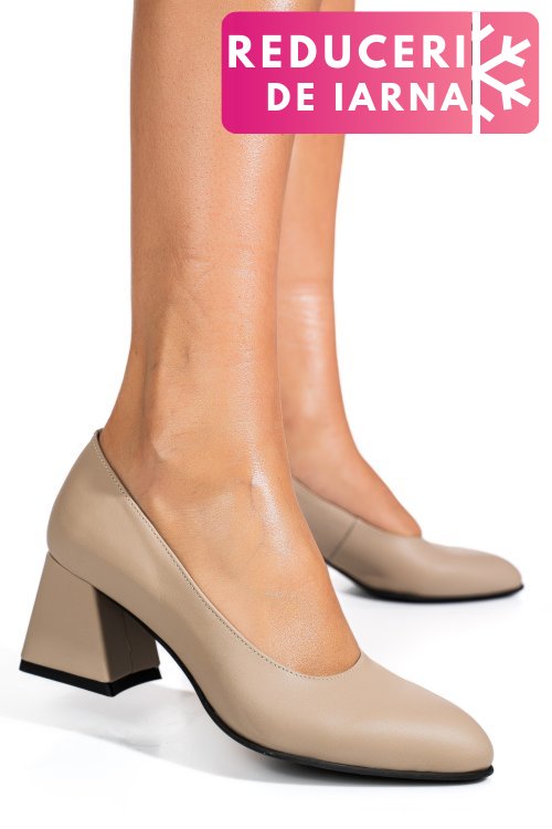 Pantofi bej piele naturala 5s77003