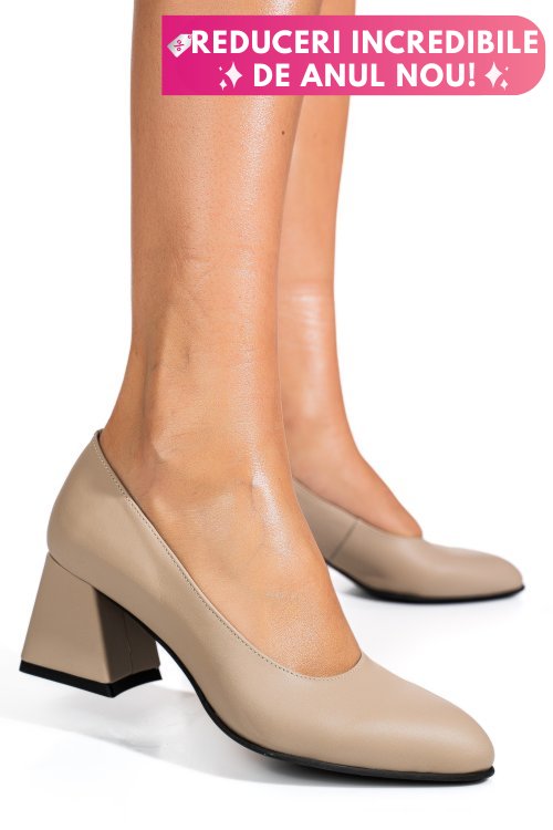 Pantofi bej piele naturala 5s77003