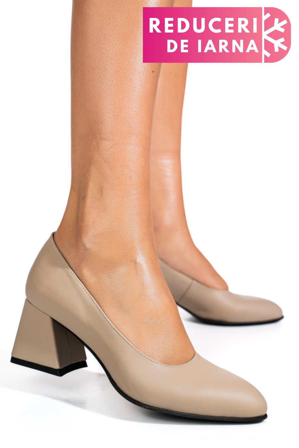 PANTOFI BEJ PIELE NATURALA 5S77003