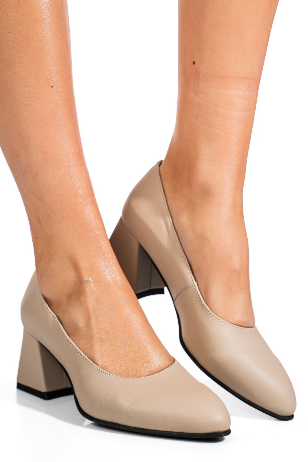 PANTOFI BEJ PIELE NATURALA 5S77003