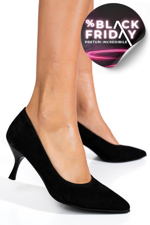 Pantofi negri piele naturala intoarsa 1s77655