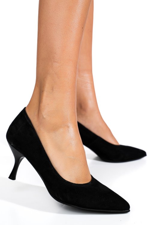 Pantofi negri piele naturala intoarsa 1s77655