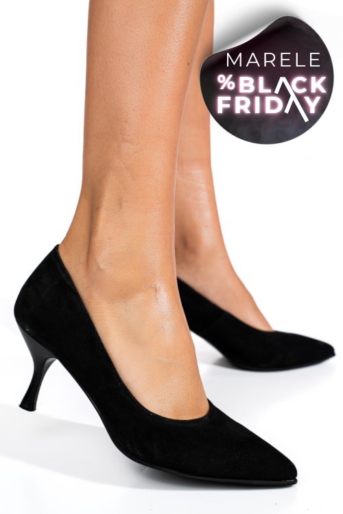 Pantofi negri piele naturala intoarsa 1s77655