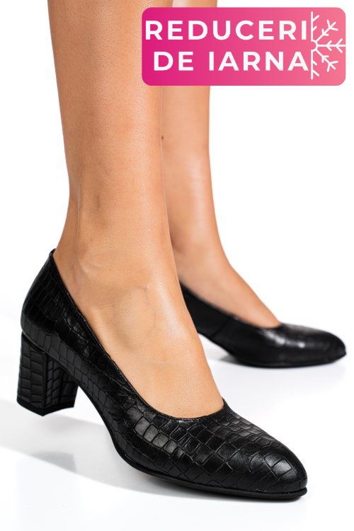 Pantofi negri cro piele naturala 1s77500