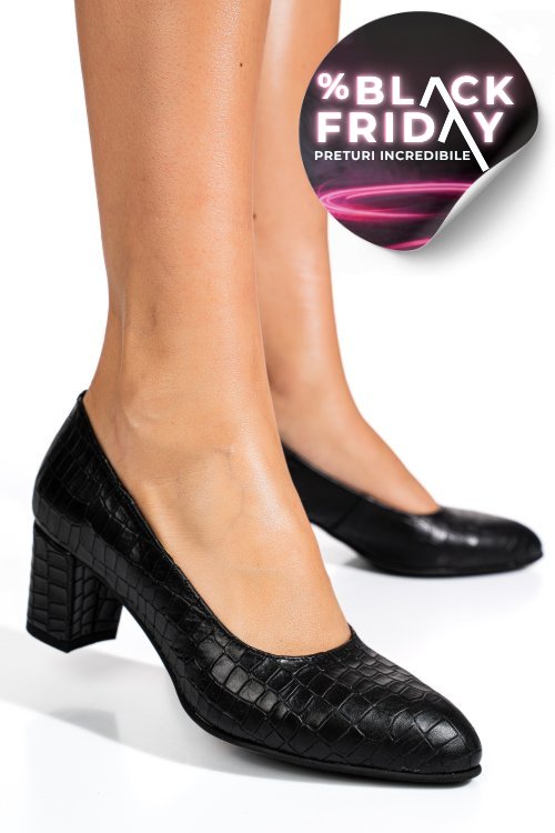 Pantofi negri cro piele naturala 1s77500