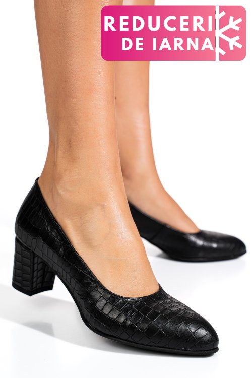 Pantofi negri cro piele naturala 1s77500