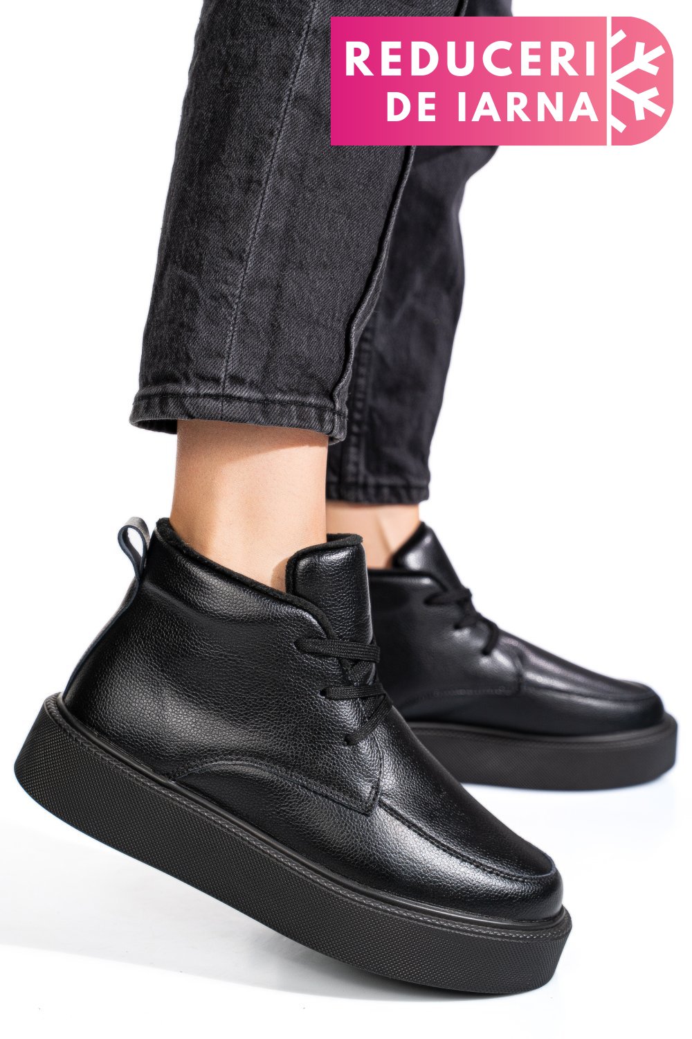 GHETE NEGRE PIELE NATURALA APCW20231