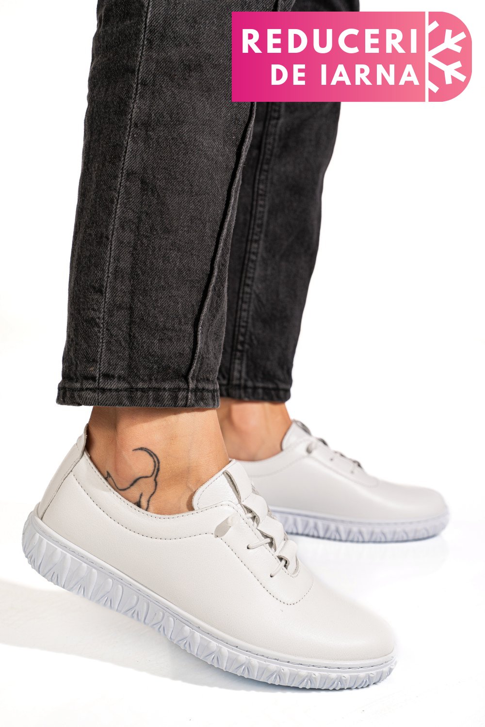 PANTOFI ALBI PIELE NATURALA 0PC88