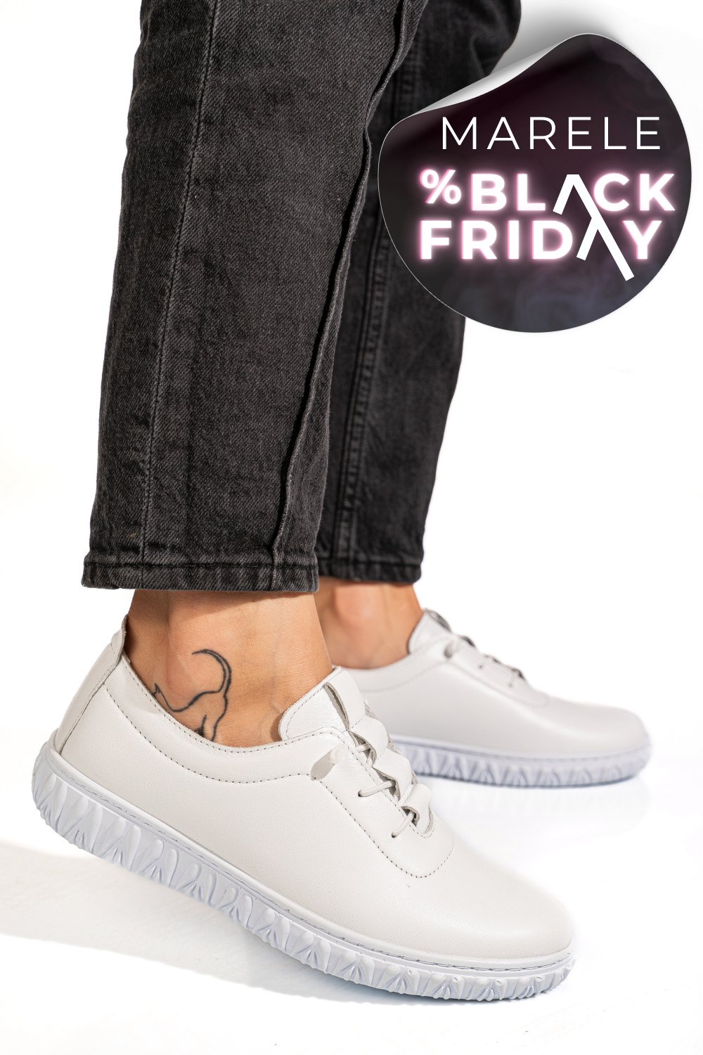 PANTOFI ALBI PIELE NATURALA 0PC88