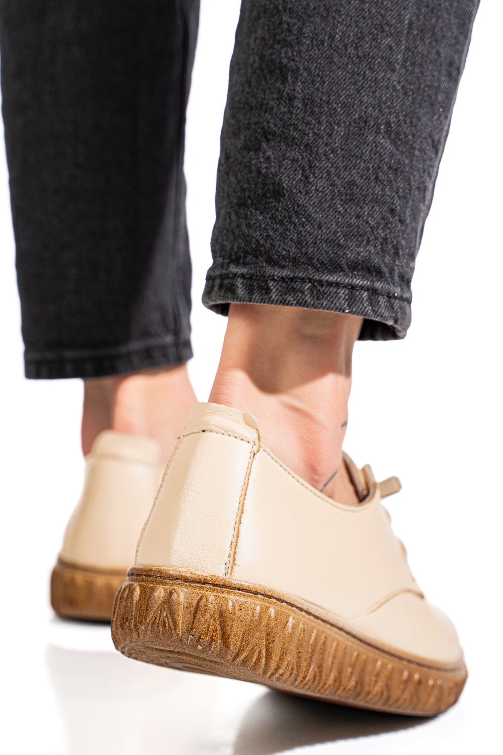 PANTOFI BEJ PIELE NATURALA 0PC87