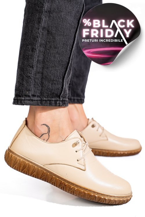 Pantofi bej piele naturala 0pc87