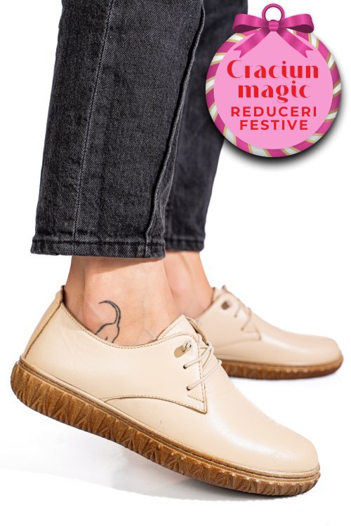 Pantofi bej piele naturala 0pc87