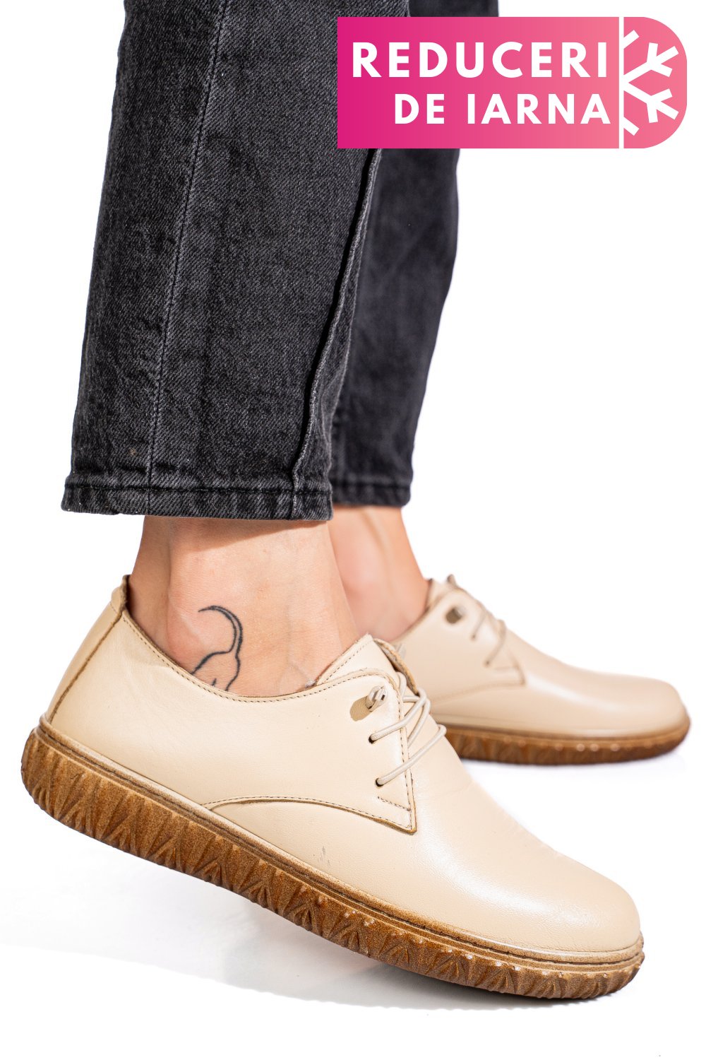 PANTOFI BEJ PIELE NATURALA 0PC87
