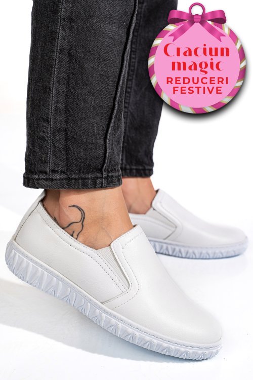 Pantofi albi piele naturala 0pc86