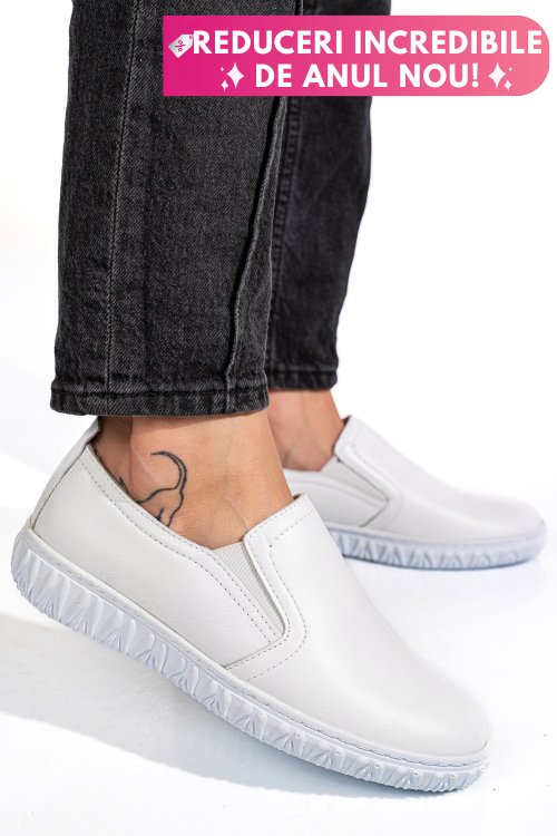 Pantofi albi piele naturala 0pc86
