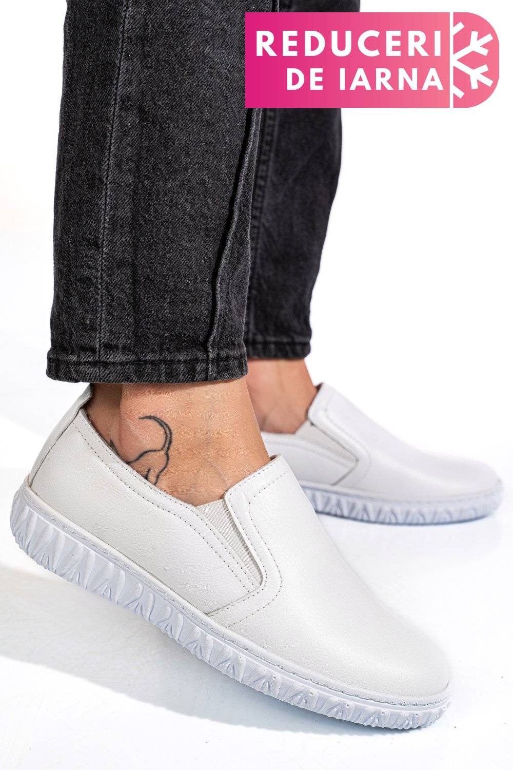 PANTOFI ALBI PIELE NATURALA 0PC86