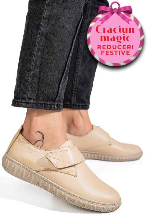 Pantofi bej piele naturala 0pc85
