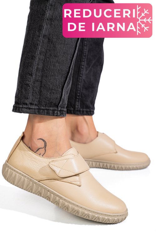 Pantofi bej piele naturala 0pc85