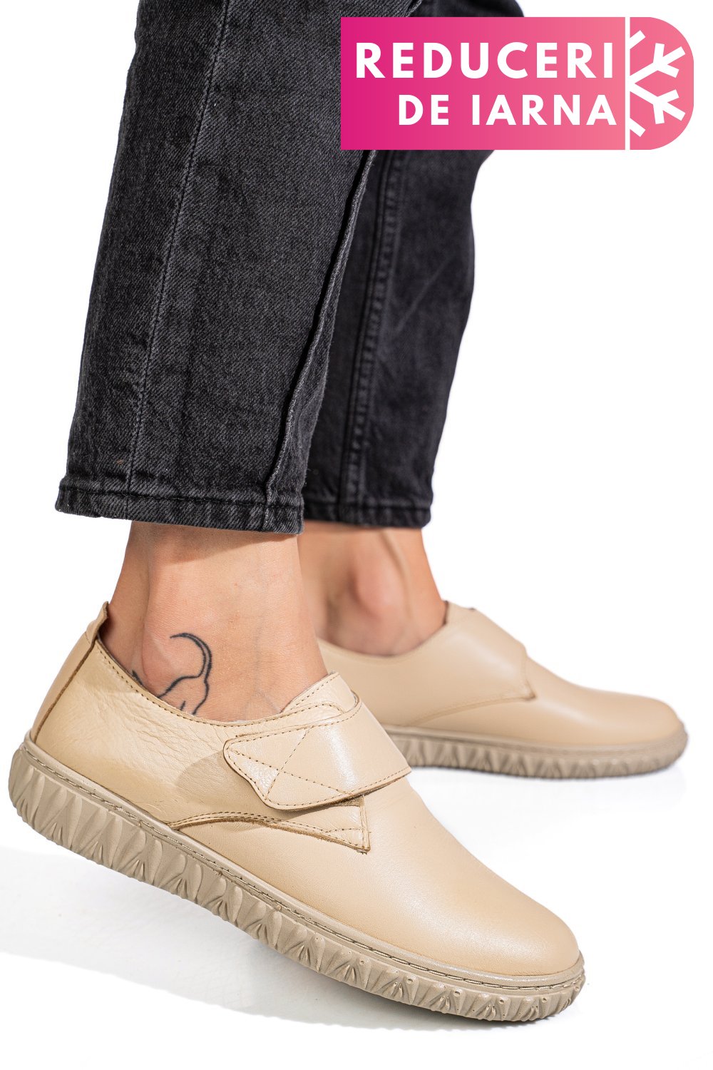 PANTOFI BEJ PIELE NATURALA 0PC85