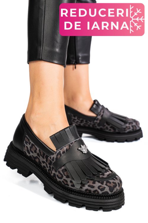 Mocasini dama piele naturala grey leo 3s7795