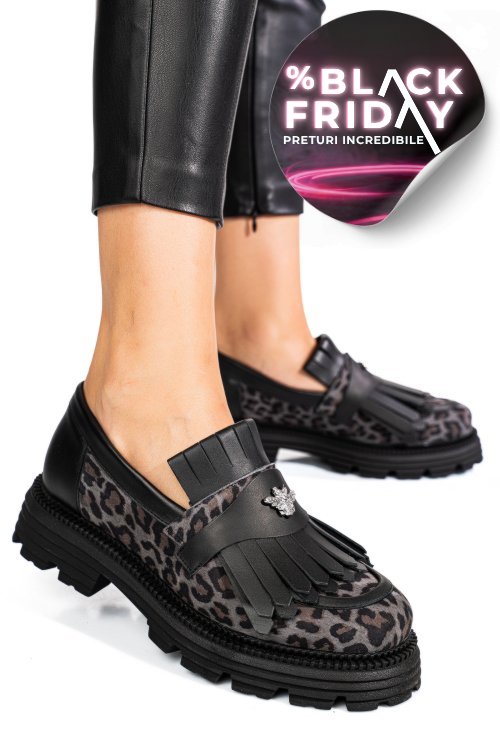 Mocasini dama piele naturala grey leo 3s7795