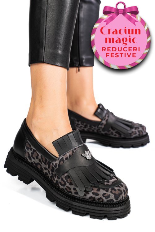 Mocasini dama piele naturala grey leo 3s7795