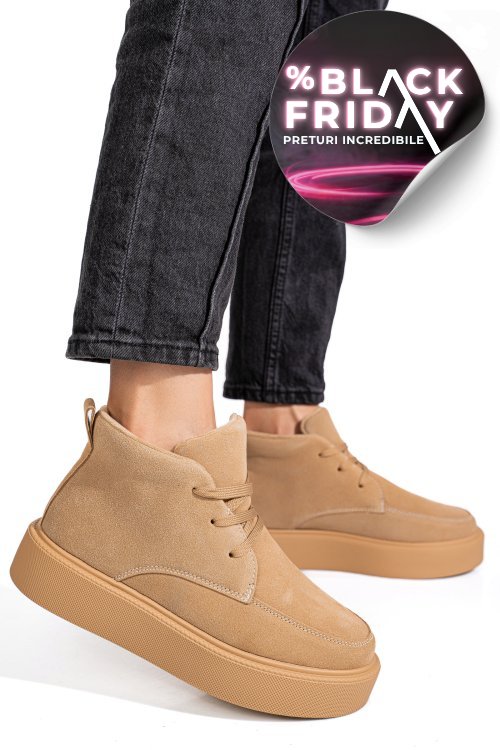 Ghete bej piele naturala intoarsa apcw20231