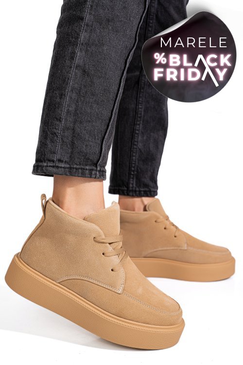 Ghete bej piele naturala intoarsa apcw20231