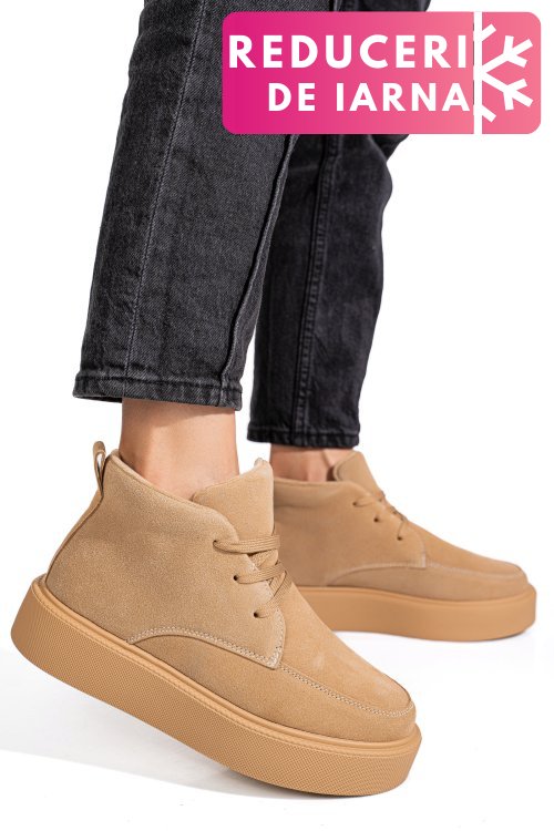 Ghete bej piele naturala intoarsa apcw20231