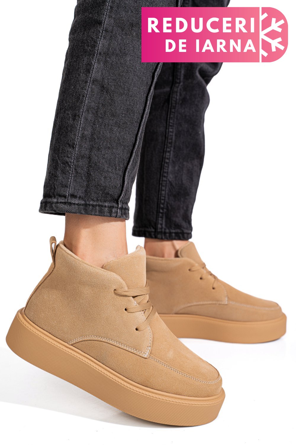 GHETE BEJ PIELE NATURALA INTOARSA APCW20231