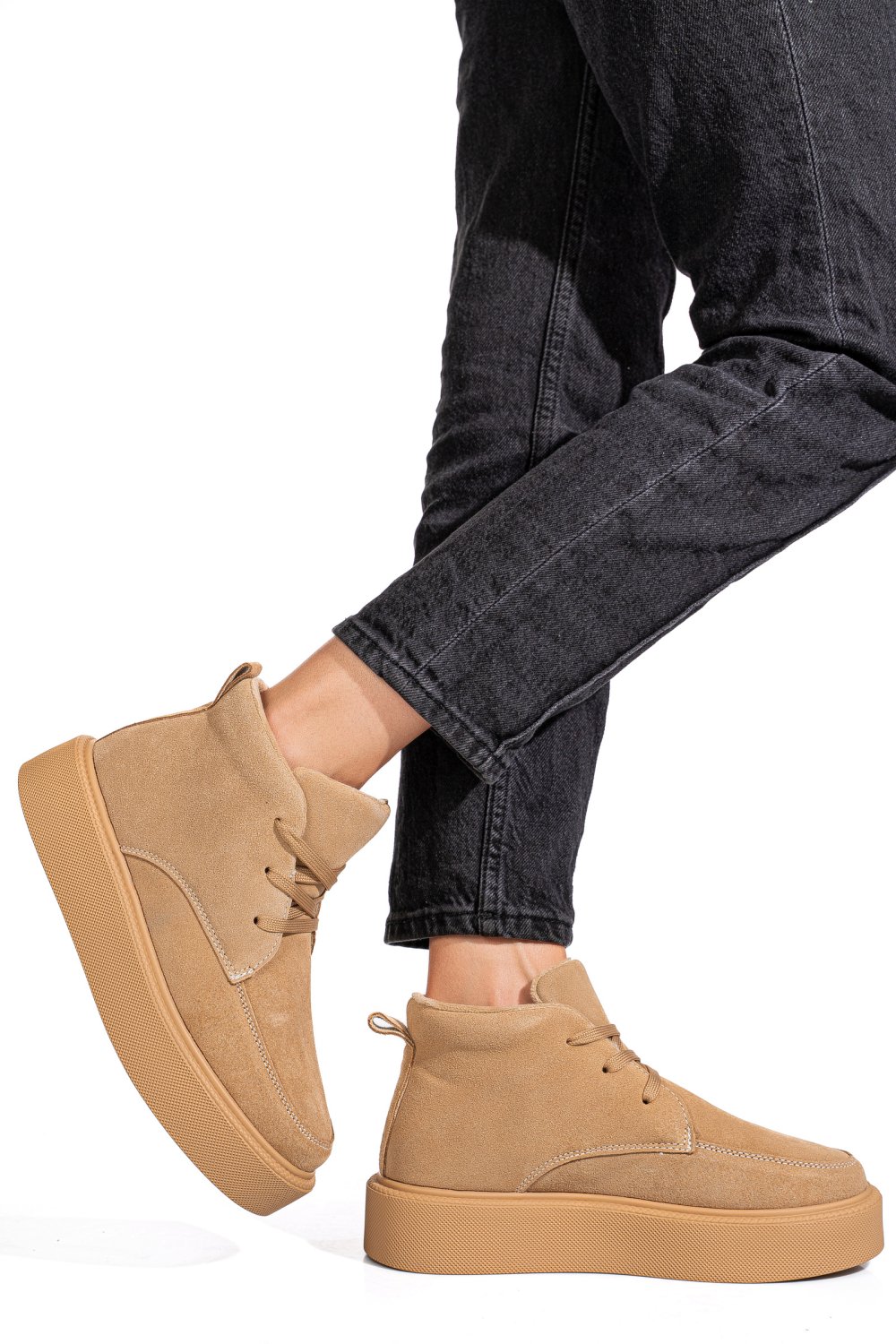 GHETE BEJ PIELE NATURALA INTOARSA APCW20231