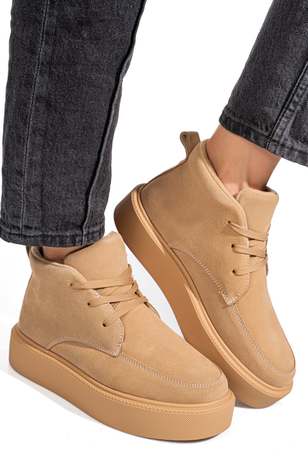 GHETE BEJ PIELE NATURALA INTOARSA APCW20231