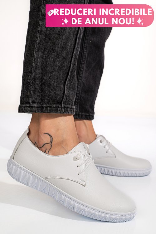 Pantofi albi piele naturala 0pc87
