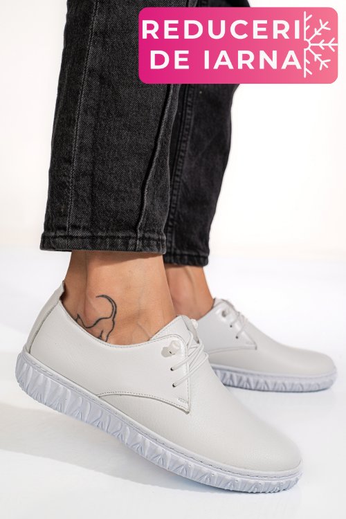 Pantofi albi piele naturala 0pc87