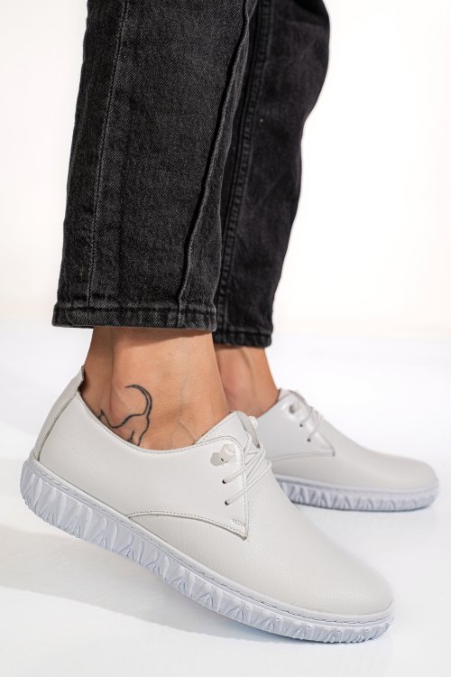 Pantofi albi piele naturala 0pc87