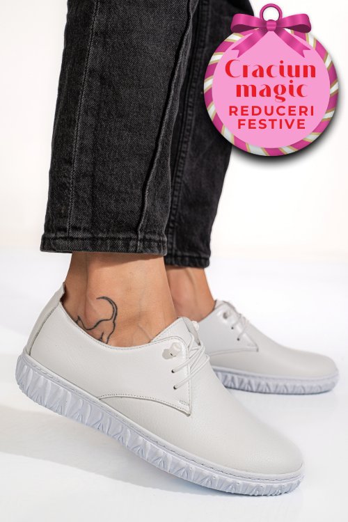 Pantofi albi piele naturala 0pc87