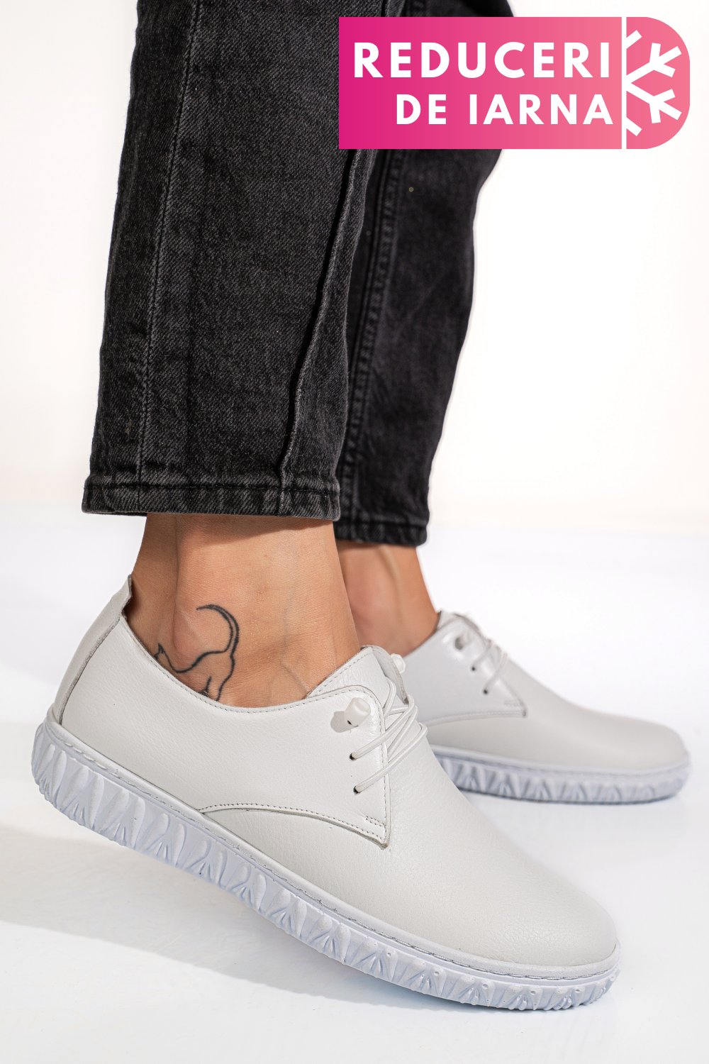 PANTOFI ALBI PIELE NATURALA 0PC87