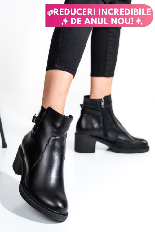 Botine femei piele naturala negre 4s7726