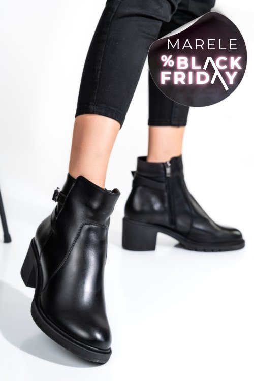 Botine femei piele naturala negre 4s7726