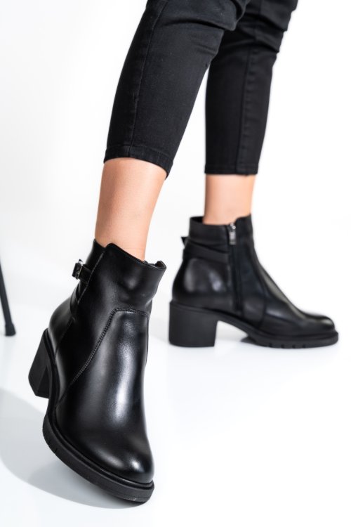 Botine femei piele naturala negre 4s7726