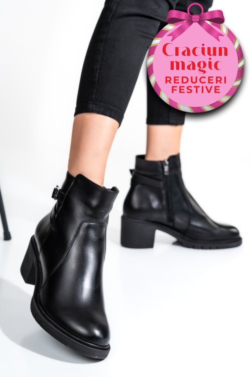 Botine femei piele naturala negre 4s7726