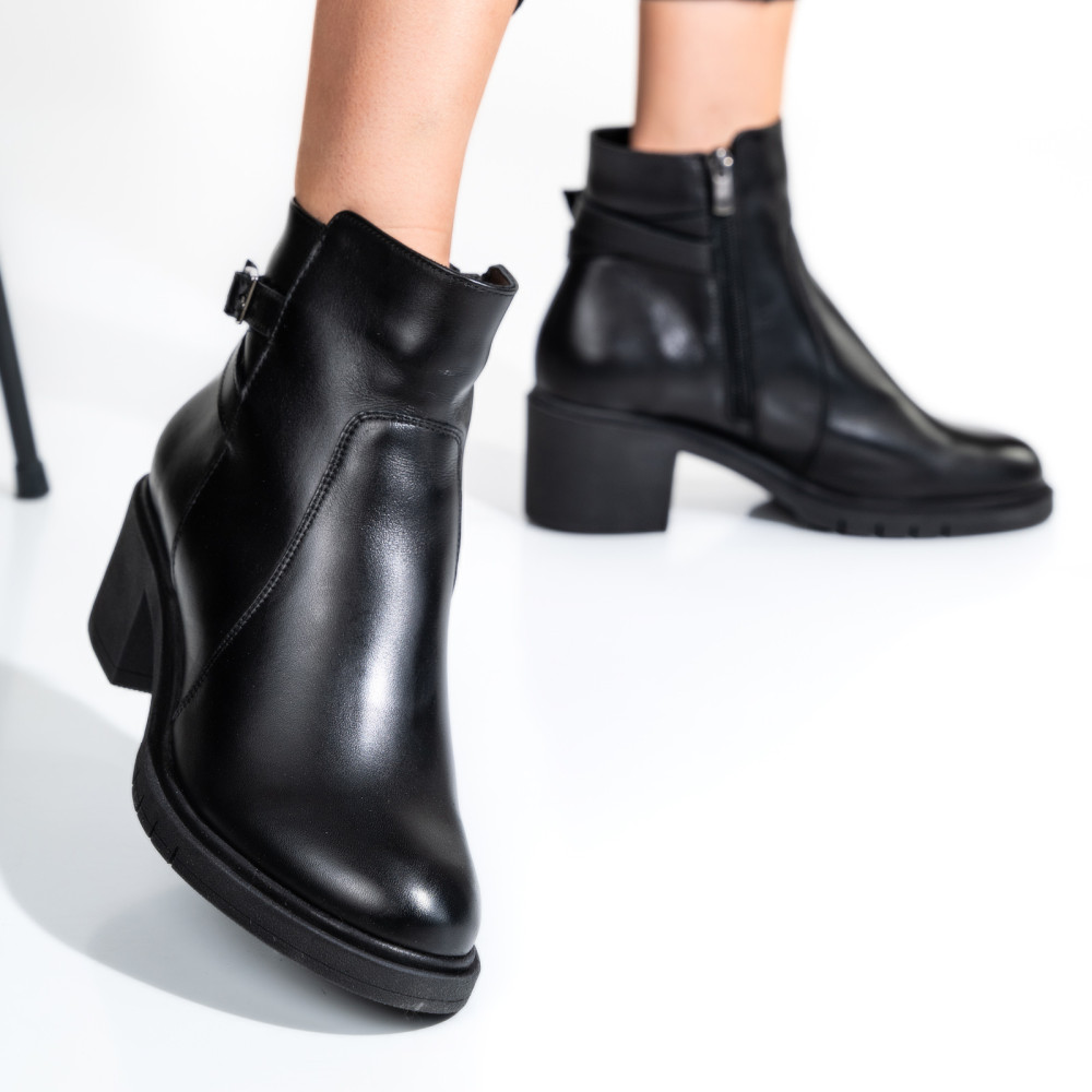 BOTINE FEMEI PIELE NATURALA NEGRE 4S7726