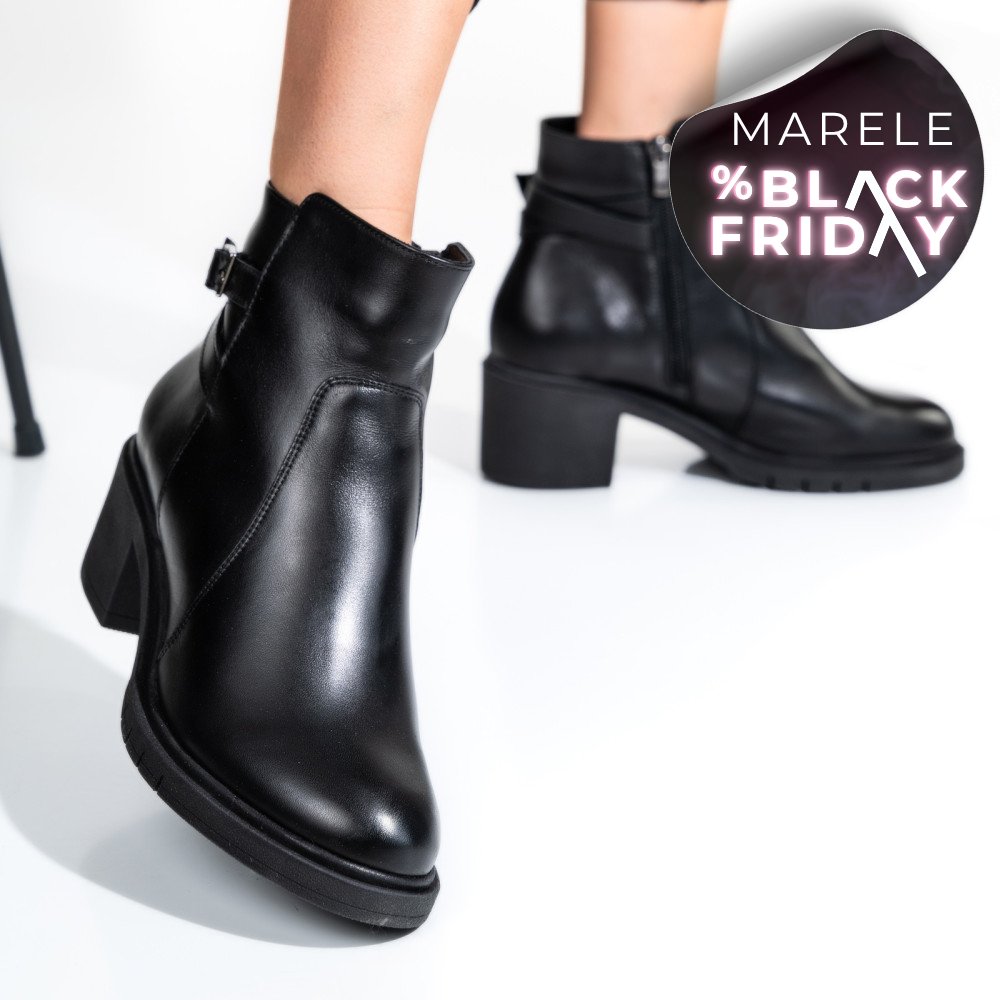 BOTINE FEMEI PIELE NATURALA NEGRE 4S7726
