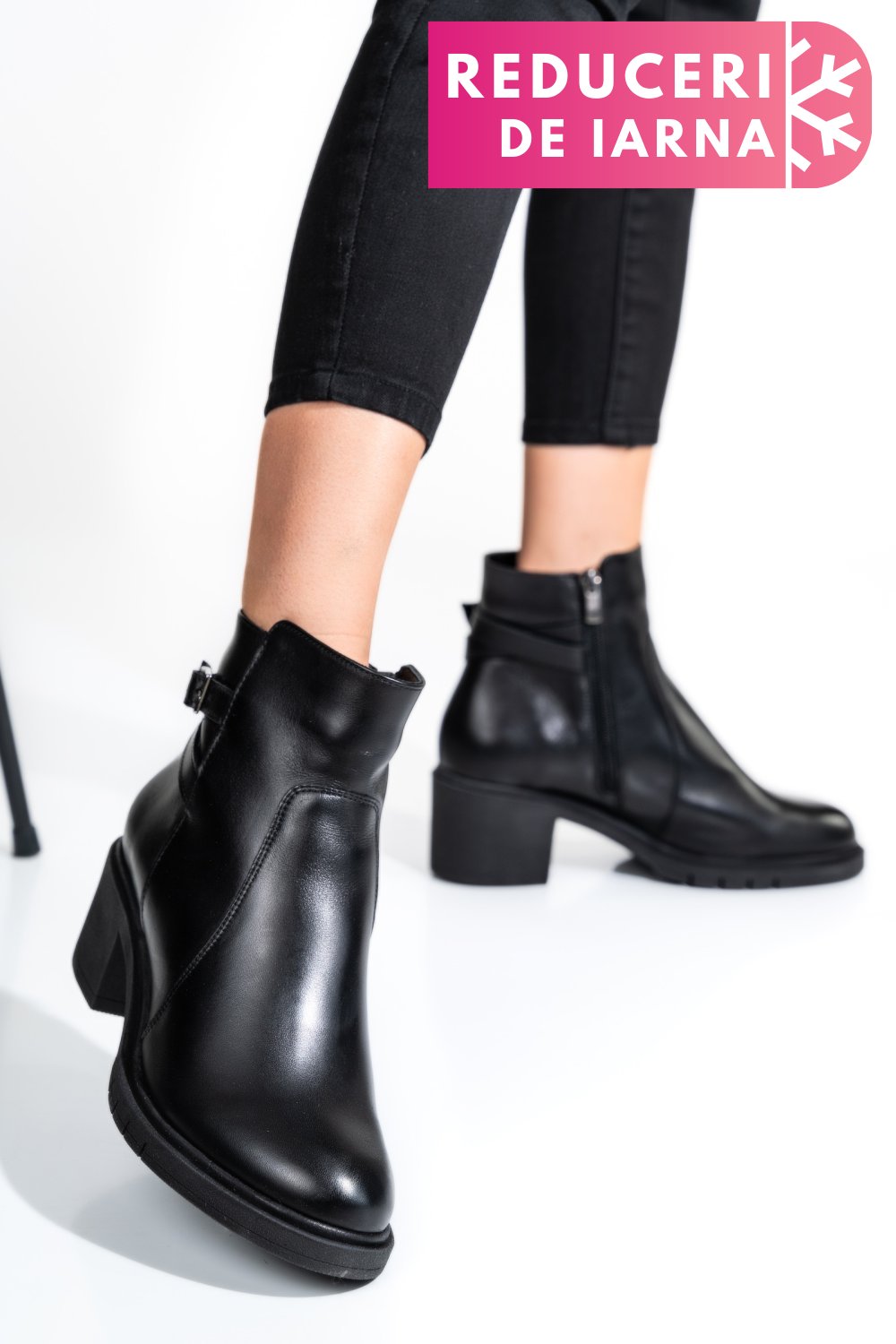 BOTINE FEMEI PIELE NATURALA NEGRE 4S7726