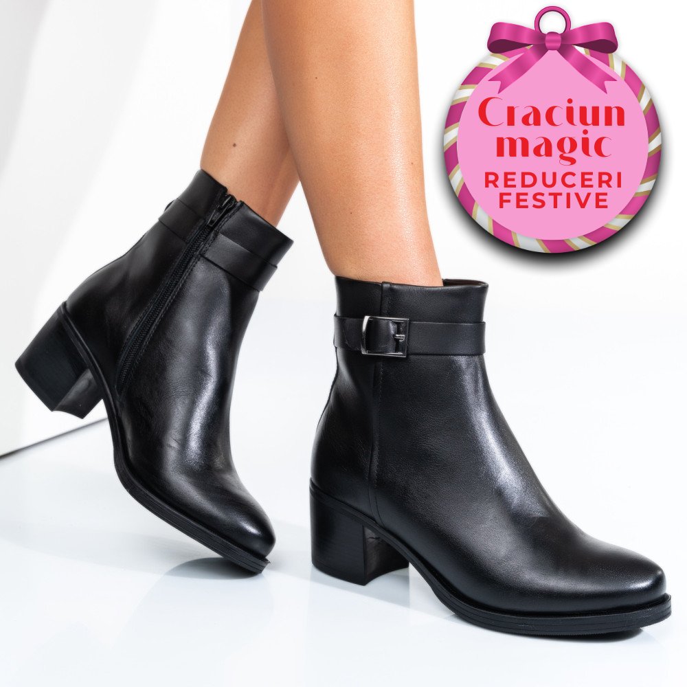 GHETE DAMA PIELE NATURALA NEGRE TOC MIC 2S7702